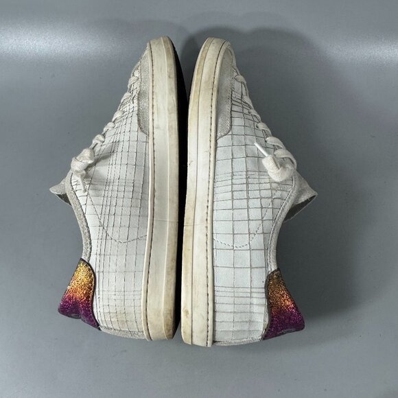 P448 Women's White Johnny Glitter Removable Insole Solid Carved Sneaker, Size 37 - Picture 9 of 16